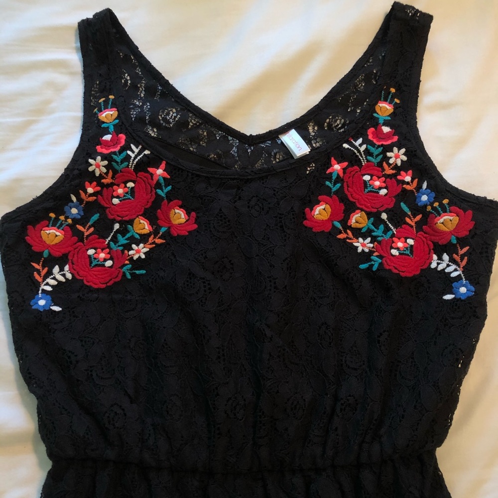 Black Lace Embroidered Dress
